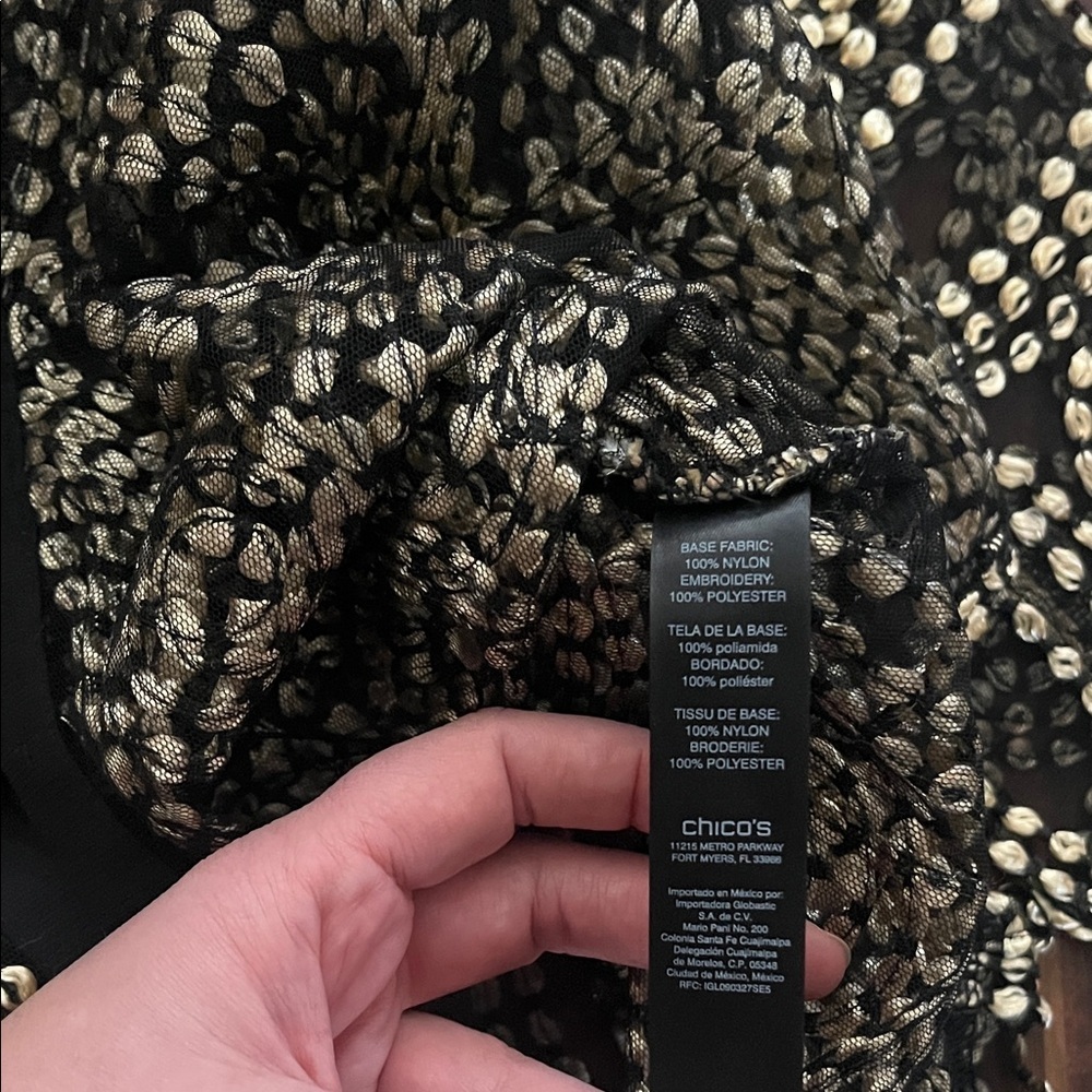 Travelers Collection by Chico’s Needle Stitch Black and Gold Jacket NWT 1 - Picture 7 of 8